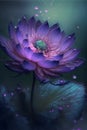 Close-up of purple lotus flower on the pond with waterdrop Created with Generative AI technology