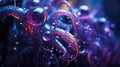 A close up of a purple octopus with water droplets on it, AI