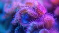 A close up of a purple and pink coral reef, AI