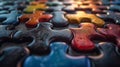 A close up of a puzzle piece with many colors on it, AI