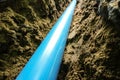 Close up pvc pipe under backfilling ground Royalty Free Stock Photo