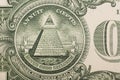 Close up of the pyramid and eye on the back of a one dollar bill Royalty Free Stock Photo