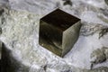 Close up on a pyrite mineral stone Royalty Free Stock Photo