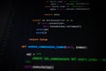 Close-up of Python code handling database errors using try-except block and rollback function, illustrating backend logic and Royalty Free Stock Photo