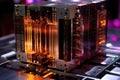 close-up of quantum bits within a computer core Royalty Free Stock Photo