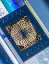 Close-up of a Quantum Computing Processor Chip Royalty Free Stock Photo