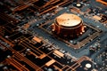 close-up of a quantum radar circuit board design