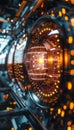 Close up of qubits in a quantum processor with holographic displays and modern computing techniques