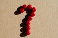 Close-up of   question mark  sign made of red plastic balls. Concept on unanswered questions Royalty Free Stock Photo