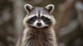 A close up of a raccoon looking at the camera with its eyes open, AI