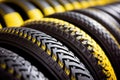 close-up of radial tire construction