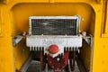 Close up of the radiator of a fairmont railroad speeder