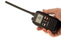 VHF in hand close-up on white background Royalty Free Stock Photo