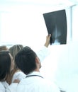 Close up.radiologists discussing the patient`s picture.photo with copy space