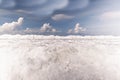 Close-up of the raging ocean with white thick foam against the blue sky. Marine background, banner Royalty Free Stock Photo