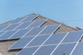 Solar panel installation on asphalt shingles rooftop Royalty Free Stock Photo