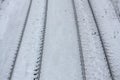 Close up of railroad in winter