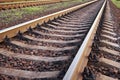 Close up railway track. Part of the railroad Royalty Free Stock Photo