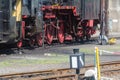 Close-up railway wheels steam locomotive. Royalty Free Stock Photo