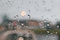 Close-up of Rain drops in front of the car mirror Royalty Free Stock Photo