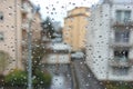 Close-up rain drops on a window