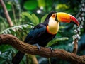 Close-up of a rainbow-billed toucan