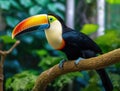 Close-up of a rainbow-billed toucan