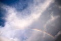 Close up rainbow on cloud blue sky background after rain Royalty Free Stock Photo