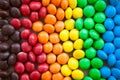 Close up of rainbow colored candy, sugar coated candies. Candy delicious sweets background. Colorfull candies Royalty Free Stock Photo