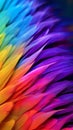 A vibrant rainbow feather up close