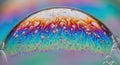 Close up of a rainbow colored soap bubble surface with intricate patterns Royalty Free Stock Photo