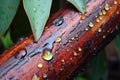 close-up of a rainbow eucalyptus tree trunk in the rain Royalty Free Stock Photo
