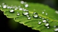 Close-up of raindrops magnifying the texture of a leaf Royalty Free Stock Photo