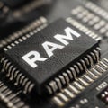 close-up of ram memory chip on circuit board Royalty Free Stock Photo