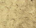 Close up of rammed sandy clay ground with foot shoe print textures