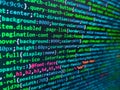Close up of random computer code comprised of numbers and letters. Programming code abstract background screen of software. Royalty Free Stock Photo