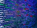 Close up of random computer code comprised of numbers and letters. WWW software development. Shallow depth of field, selective Royalty Free Stock Photo