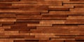 Close up of randomly shifted offset horizontal long and thin wooden rectangle blocks surface background texture or hardwood