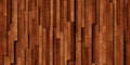 Close up of randomly shifted offset vertical wooden long thin rectangle blocks surface background texture or hardwood wallpaper