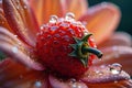 Close-up of raspberry with dewdrops on petals Royalty Free Stock Photo