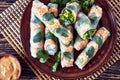 Close-up of tasty raw Asian spring rolls Royalty Free Stock Photo