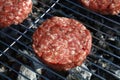 Raw beef burger for hamburger on barbecue grill