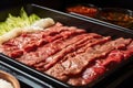 close-up of raw bulgogi beef being marinated in soy sauce