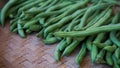 Close up of raw green beans in a basket Royalty Free Stock Photo
