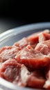 Close-up of Raw Meat in a Bowl on a Table Royalty Free Stock Photo