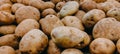 close up raw Potatoes sale on supermarket