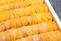 Close up raw roe sea urchin, Uni sushi or sashimi ingredients Royalty Free Stock Photo