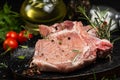 Close up of a raw steak on a plate Royalty Free Stock Photo