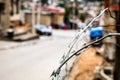 Close up of Razor Barb Wire on a fence in Urban South African