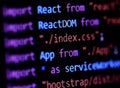 Close-up of React, Javascript programming source code Royalty Free Stock Photo